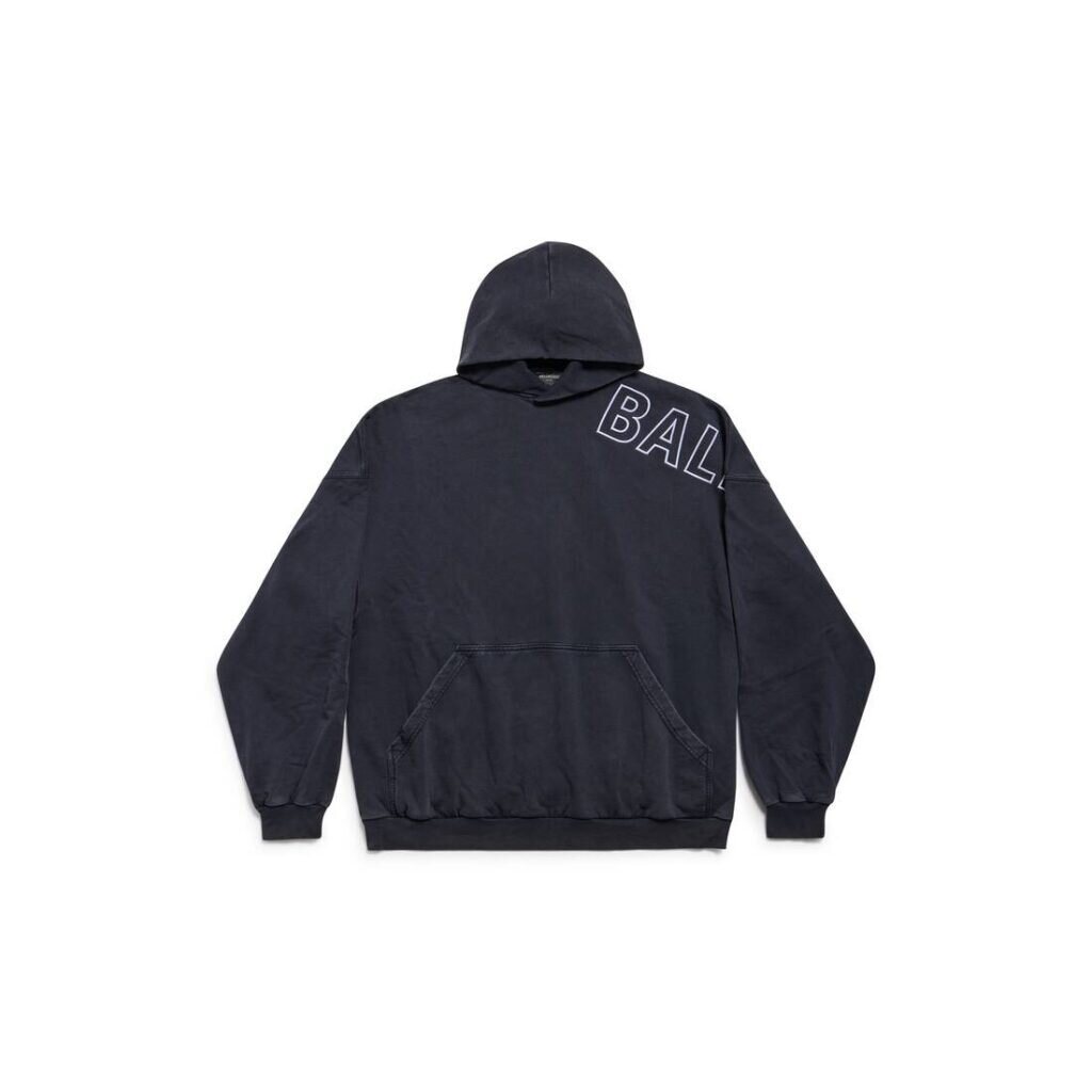 OUTLINE HOODIE OVERSIZED IN BLACK FADED