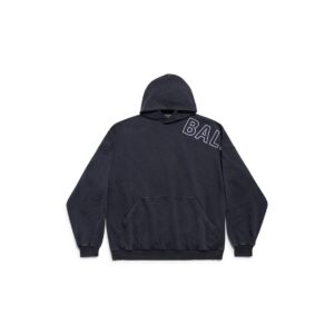 OUTLINE HOODIE OVERSIZED IN BLACK FADED