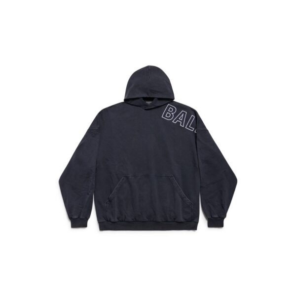 OUTLINE HOODIE OVERSIZED IN BLACK FADED