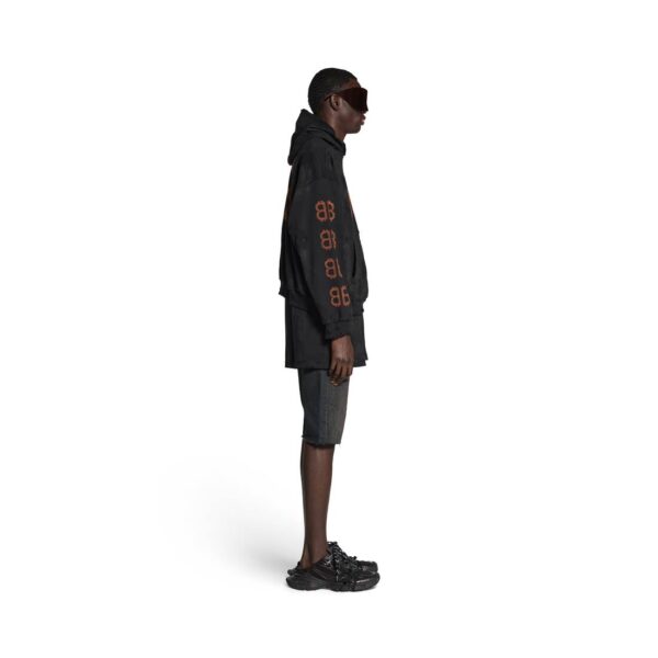 MEN'S CRYPTO HOODIE MEDIUM FIT IN BLACK FADED - Image 5