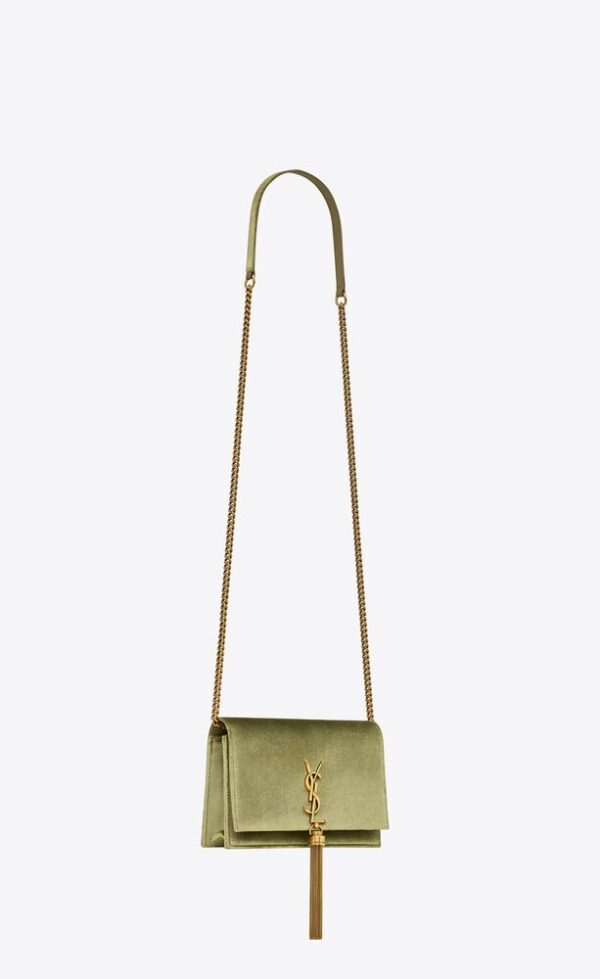 KATE CHAIN WALLET WITH TASSEL IN VELVET - Image 2