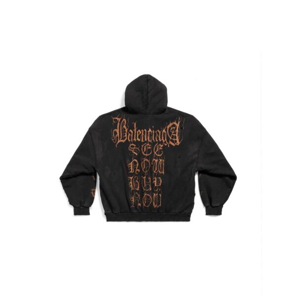 Men's HEAVY METAL OUTERWEAR ZIP-UP HOODIE OVERSIZED IN BLACK FADED - Image 2