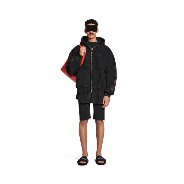 Men's HEAVY METAL OUTERWEAR ZIP-UP HOODIE OVERSIZED IN BLACK FADED - Image 3