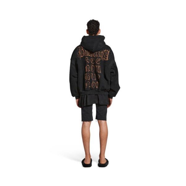 Men's HEAVY METAL OUTERWEAR ZIP-UP HOODIE OVERSIZED IN BLACK FADED - Image 4