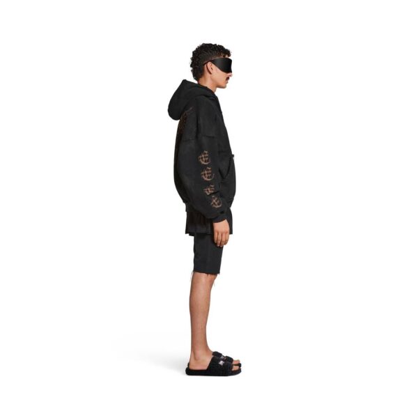 Men's HEAVY METAL OUTERWEAR ZIP-UP HOODIE OVERSIZED IN BLACK FADED - Image 5