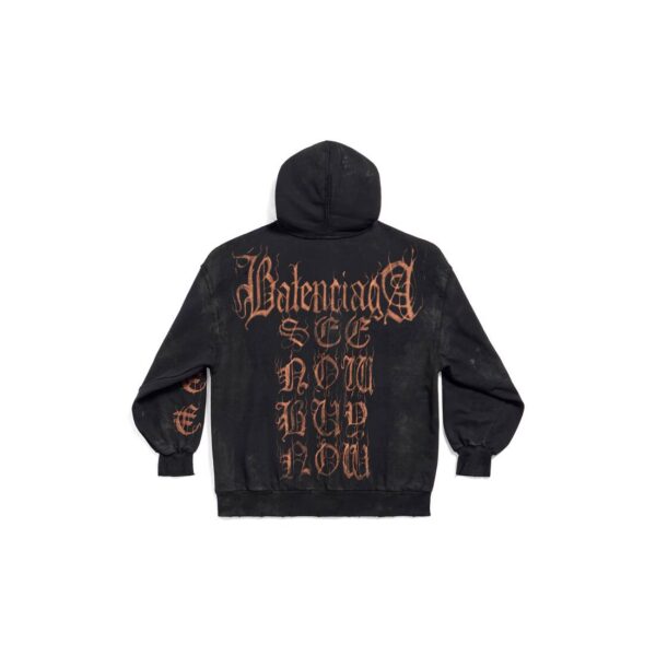 MEN'S HEAVY METAL ZIP-UP HOODIE SMALL FIT IN BLACK FADED - Image 2