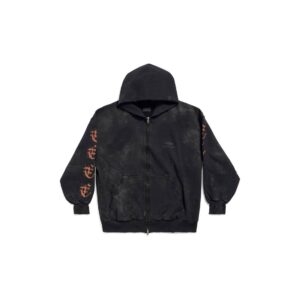MEN'S HEAVY METAL ZIP-UP HOODIE SMALL FIT IN BLACK FADED