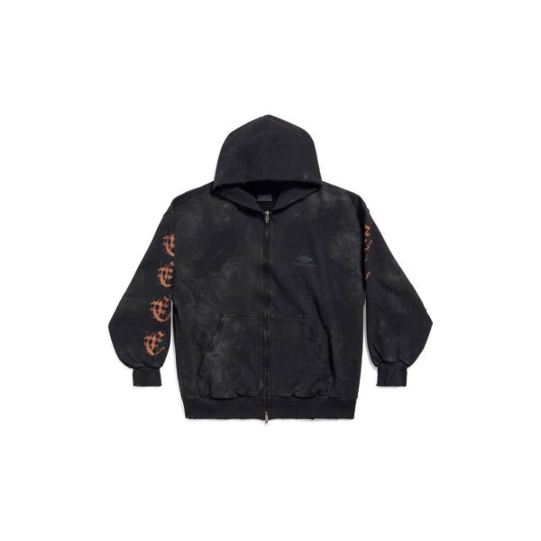 MEN'S HEAVY METAL ZIP-UP HOODIE SMALL FIT IN BLACK FADED