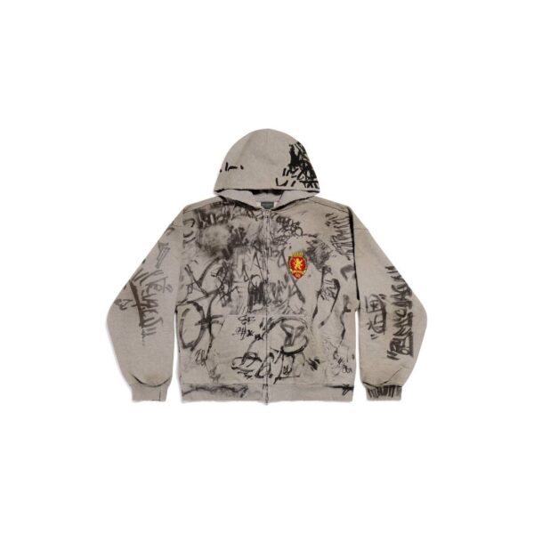 Men's SKATER ZIP-UP HOODIE MEDIUM FIT IN RED/GREY/BLUE SKY - Image 4