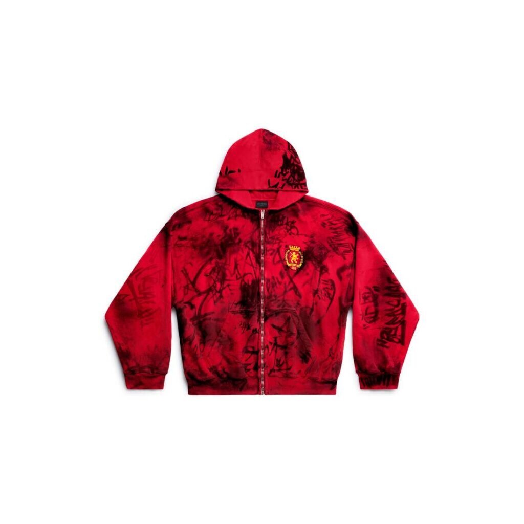 Men's SKATER ZIP-UP HOODIE MEDIUM FIT IN RED/GREY/BLUE SKY