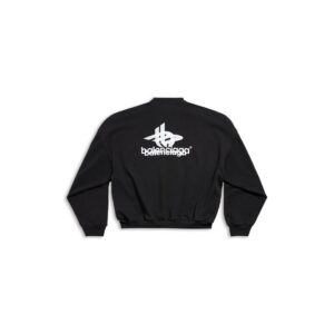 MEN'S LAYERED SPORTS ROUND SWEATSHIRT OVERSIZED IN BLACKWHITE