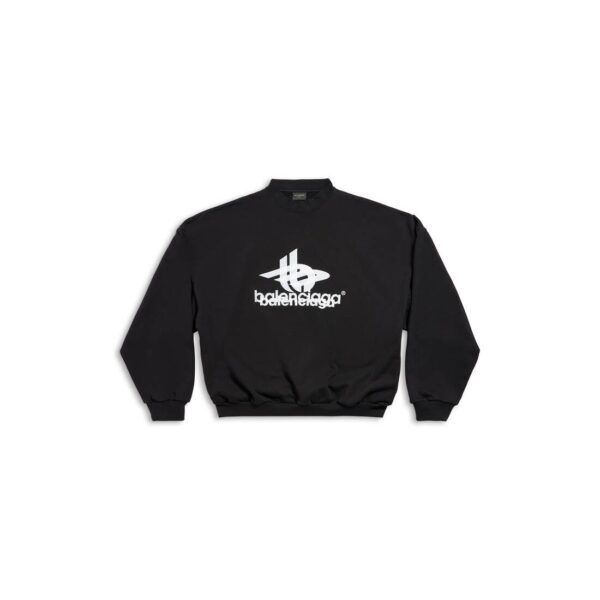 MEN'S LAYERED SPORTS ROUND SWEATSHIRT OVERSIZED IN BLACKWHITE - Image 2