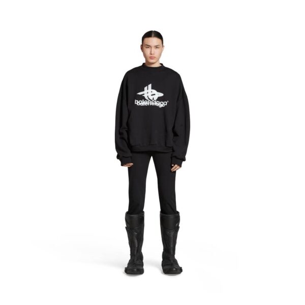 MEN'S LAYERED SPORTS ROUND SWEATSHIRT OVERSIZED IN BLACKWHITE - Image 3