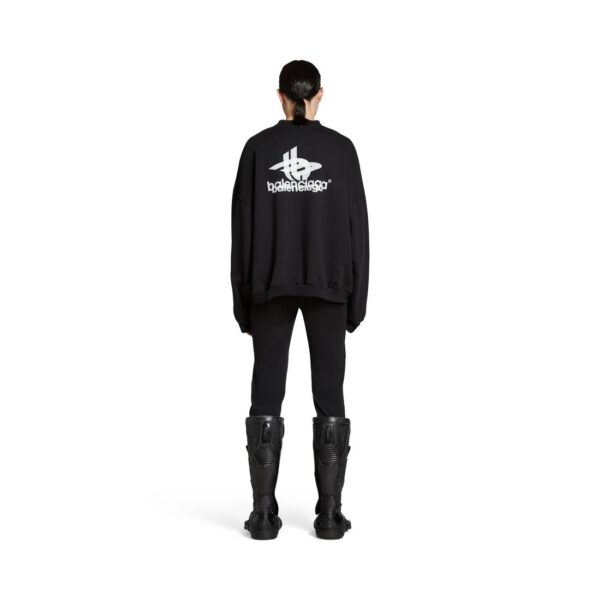 MEN'S LAYERED SPORTS ROUND SWEATSHIRT OVERSIZED IN BLACKWHITE - Image 4