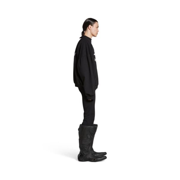 MEN'S LAYERED SPORTS ROUND SWEATSHIRT OVERSIZED IN BLACKWHITE - Image 5
