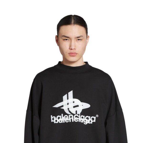 MEN'S LAYERED SPORTS ROUND SWEATSHIRT OVERSIZED IN BLACKWHITE - Image 6