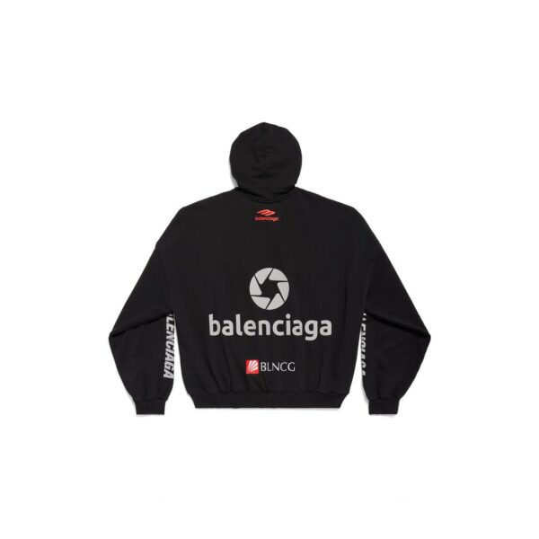 Men's TOP LEAGUE HOODIE OVERSIZED IN BLACK/WHITE - Image 2
