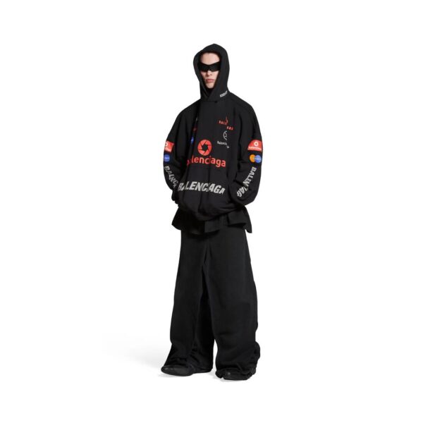 Men's TOP LEAGUE HOODIE OVERSIZED IN BLACK/WHITE - Image 3