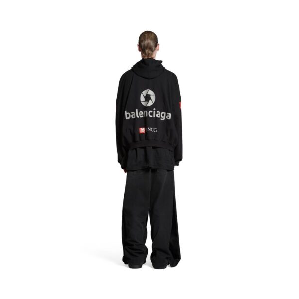 Men's TOP LEAGUE HOODIE OVERSIZED IN BLACK/WHITE - Image 4