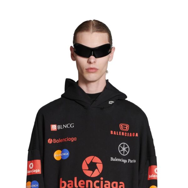 Men's TOP LEAGUE HOODIE OVERSIZED IN BLACK/WHITE - Image 6