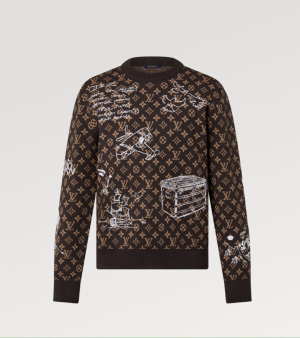 LV Monogram Embroidered Wool Crewneck