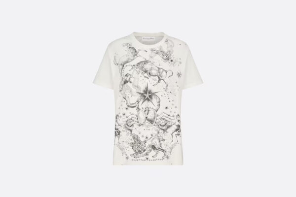 White Cotton Jersey with Melothesia Motif T-SHIRT