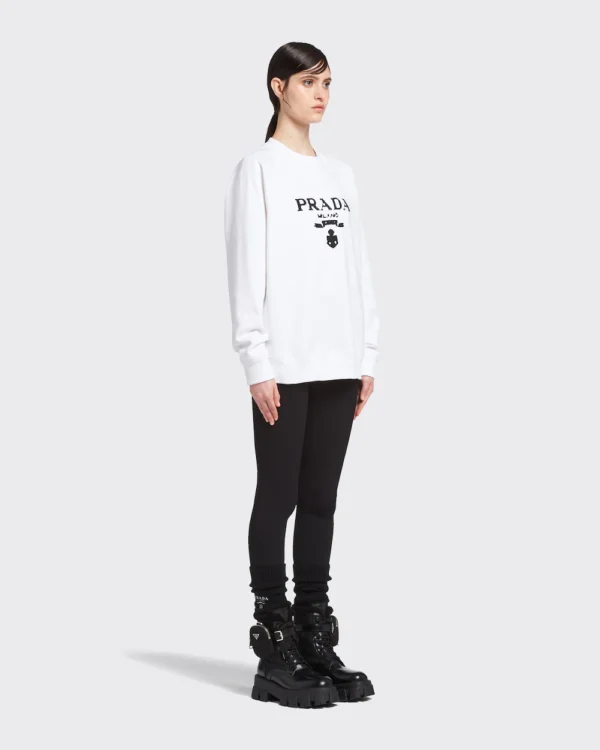 Prada Oversized logo print jersey sweatshirt - Image 2