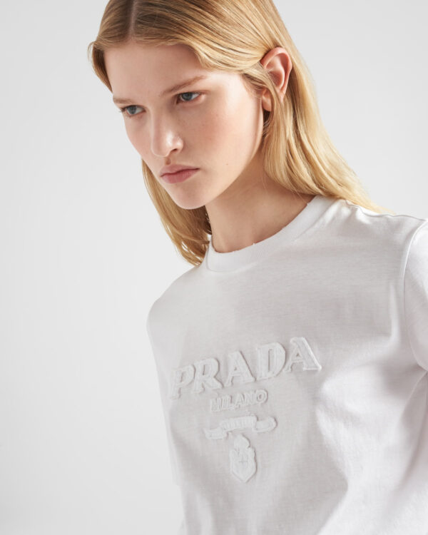 Prada Embroidered jersey T-shirt - Image 5