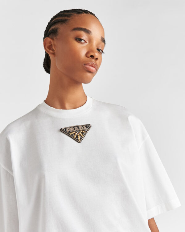 Prada Embroidered jersey T-shirt - Image 2
