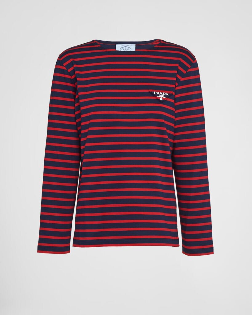 Prada Long-sleeved striped jersey T-shirt