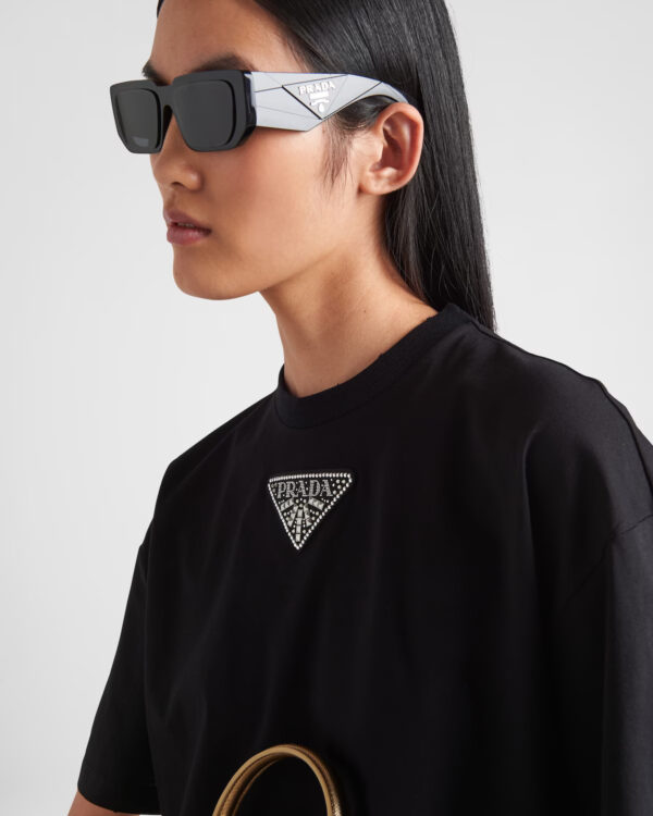 Prada Embroidered jersey T-shirt - Image 3