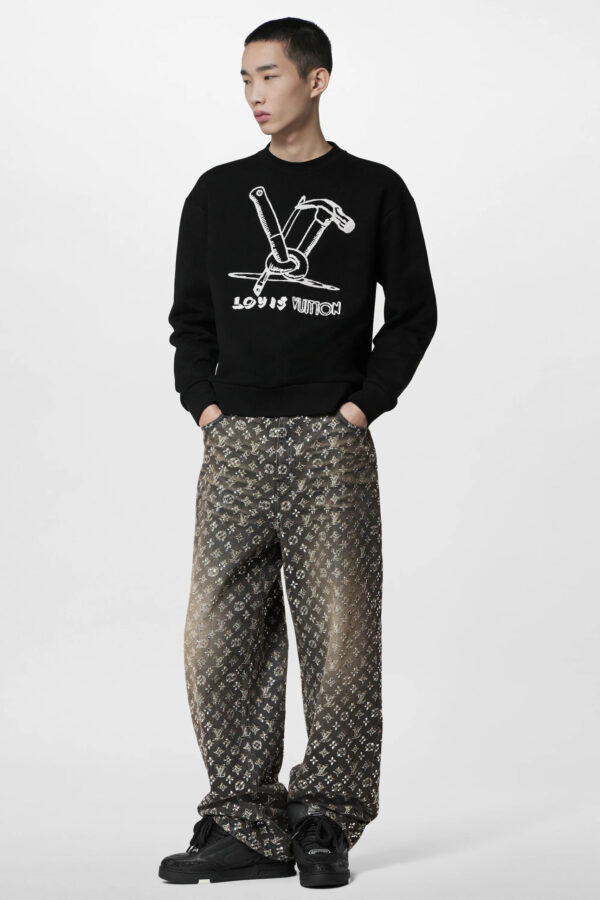 LV Embroidered Cotton Sweatshirt - Image 3