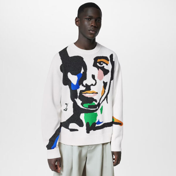 LV Intarsia Cashmere Wool Crewneck - Image 3