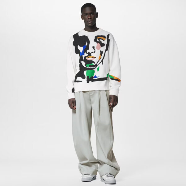 LV Intarsia Cashmere Wool Crewneck - Image 5