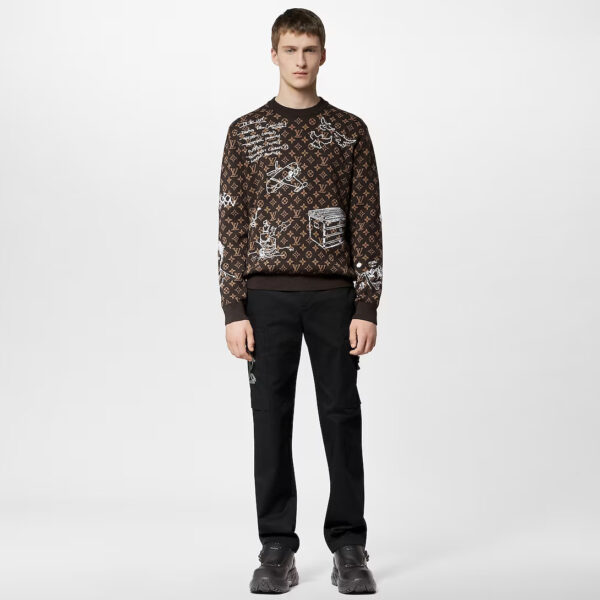 LV Monogram Embroidered Wool Crewneck - Image 5
