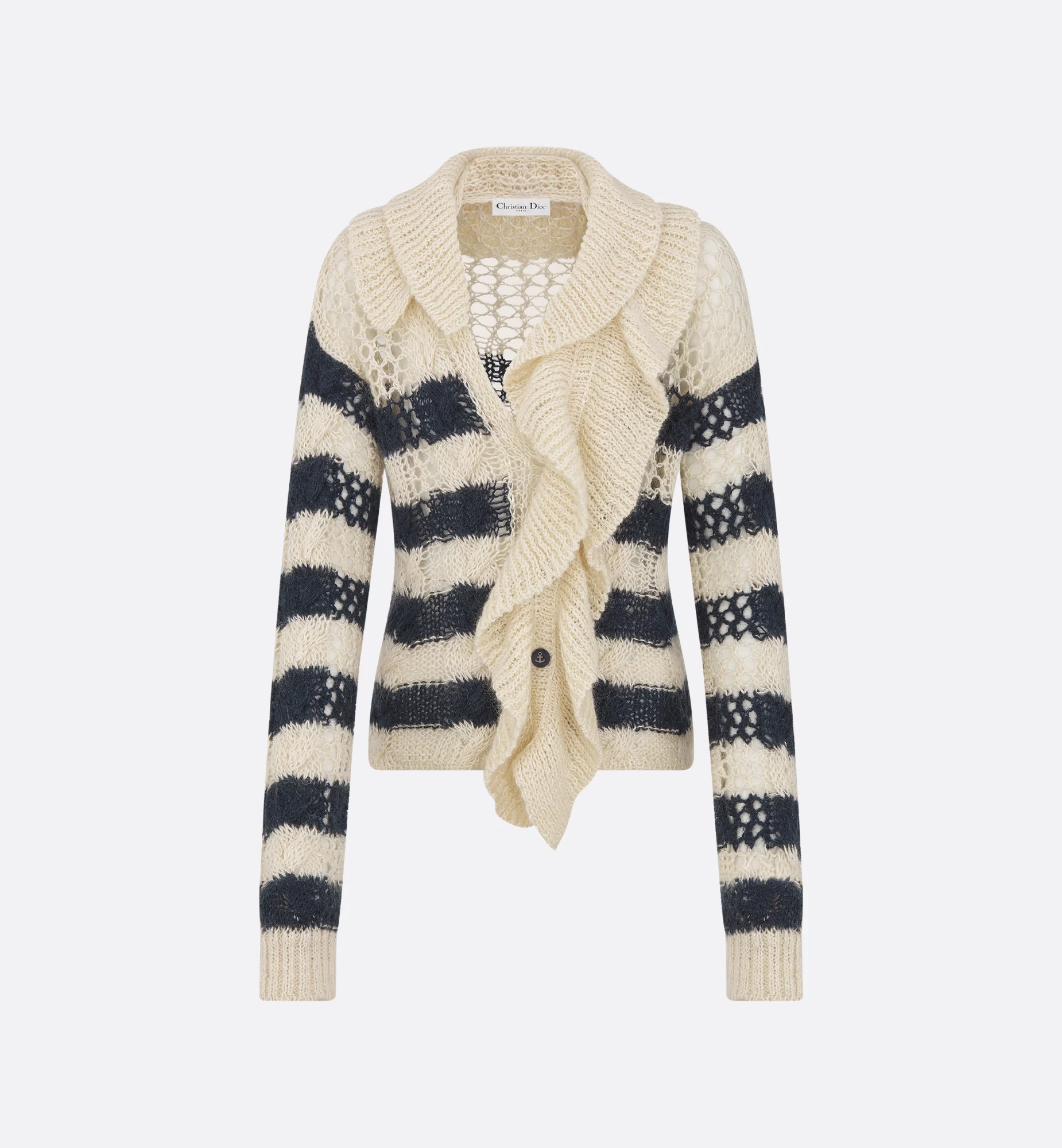 Dior Marinière Cardigan with Removable Ruched Collar