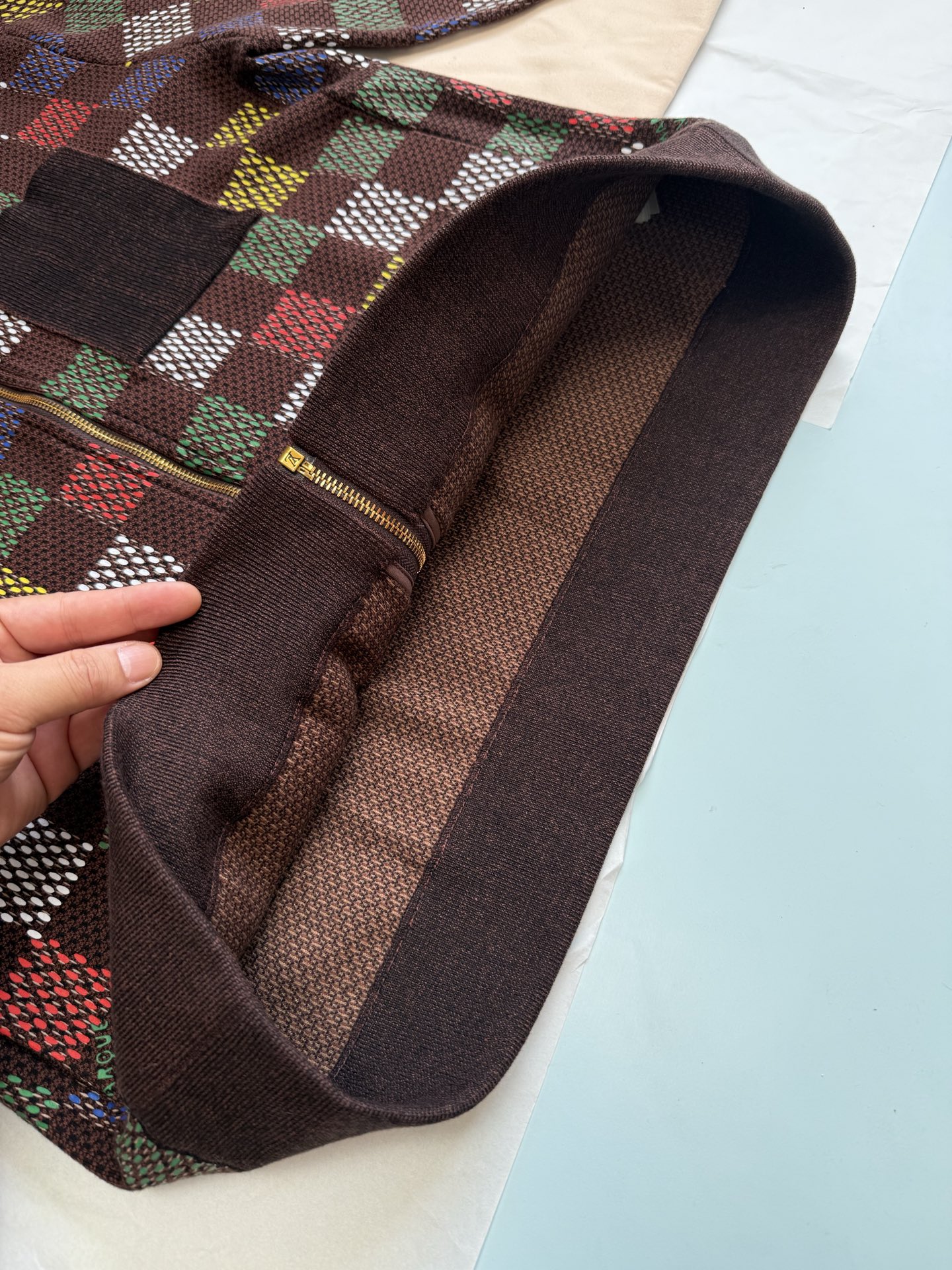 Jacquard Damier Cotton Jersey Blouson - Image 8