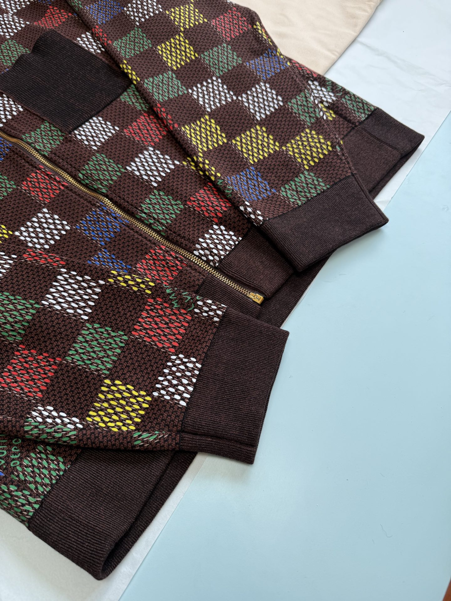 Jacquard Damier Cotton Jersey Blouson - Image 6