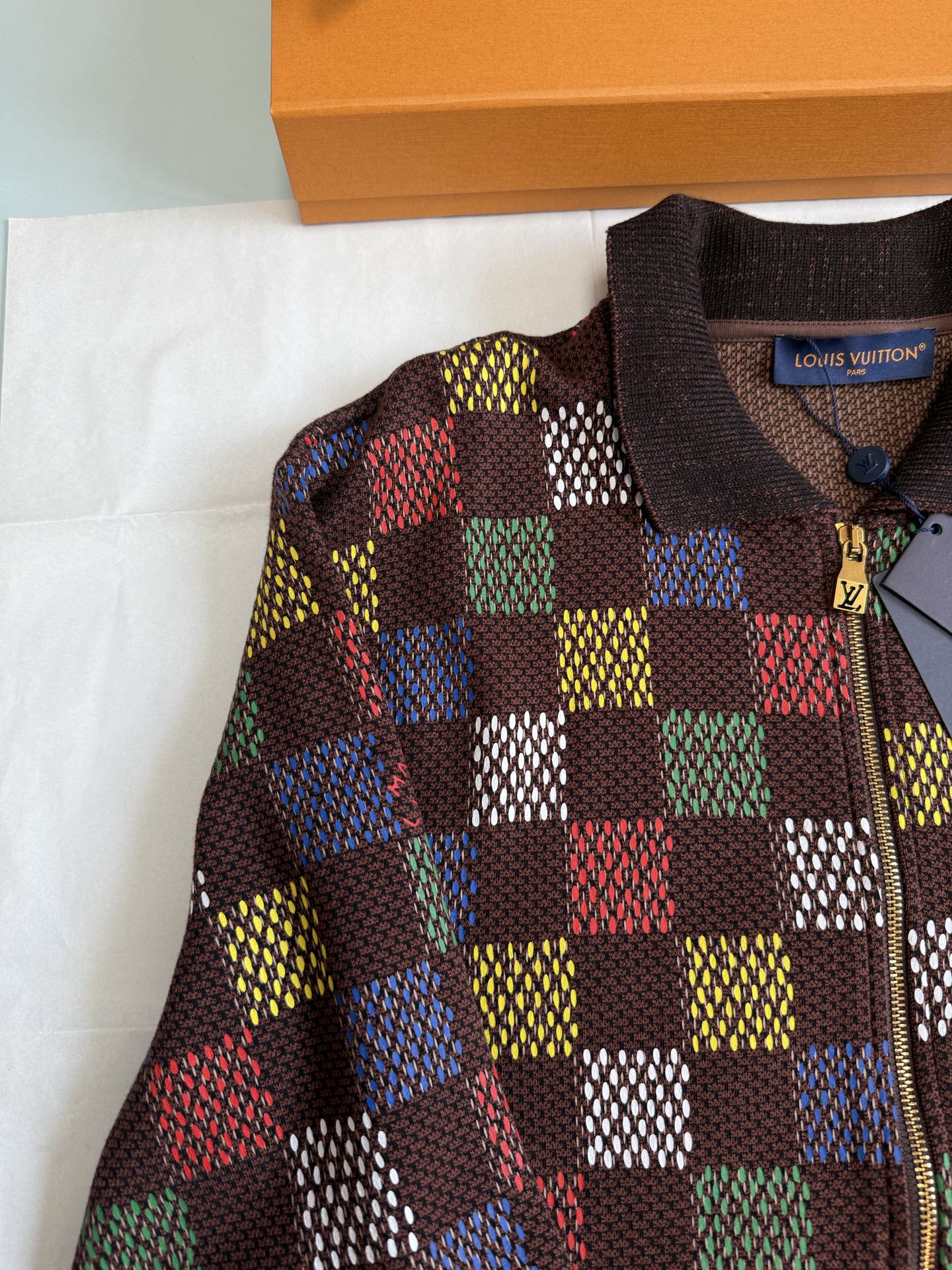 Jacquard Damier Cotton Jersey Blouson - Image 5