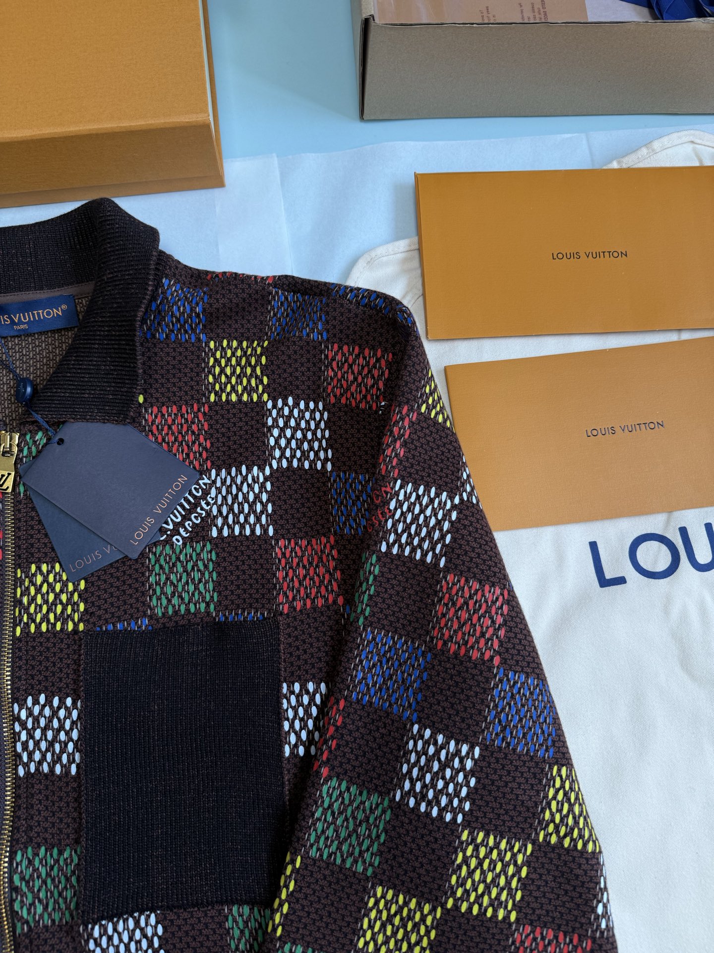 Jacquard Damier Cotton Jersey Blouson - Image 4