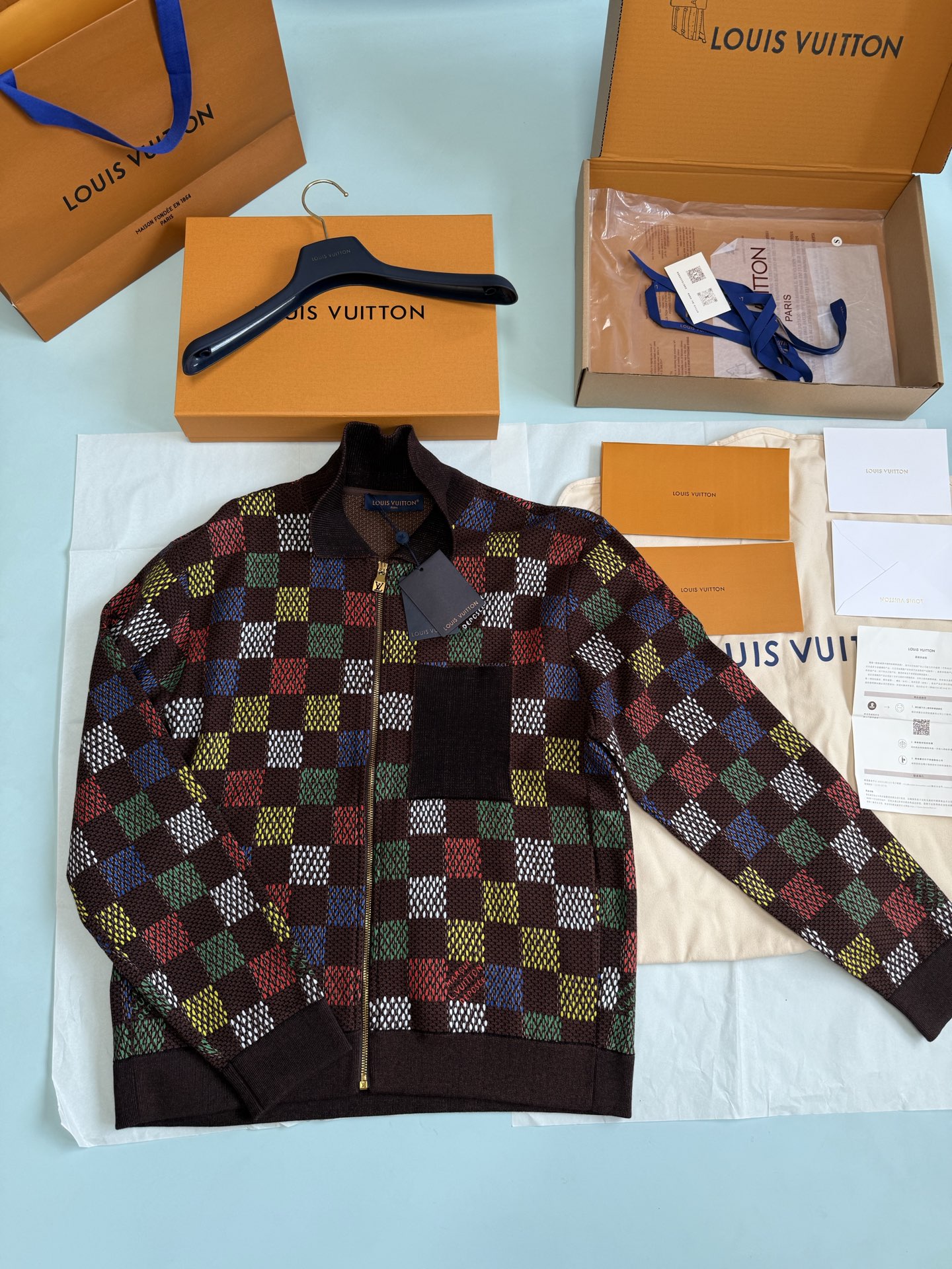 Jacquard Damier Cotton Jersey Blouson - Image 2
