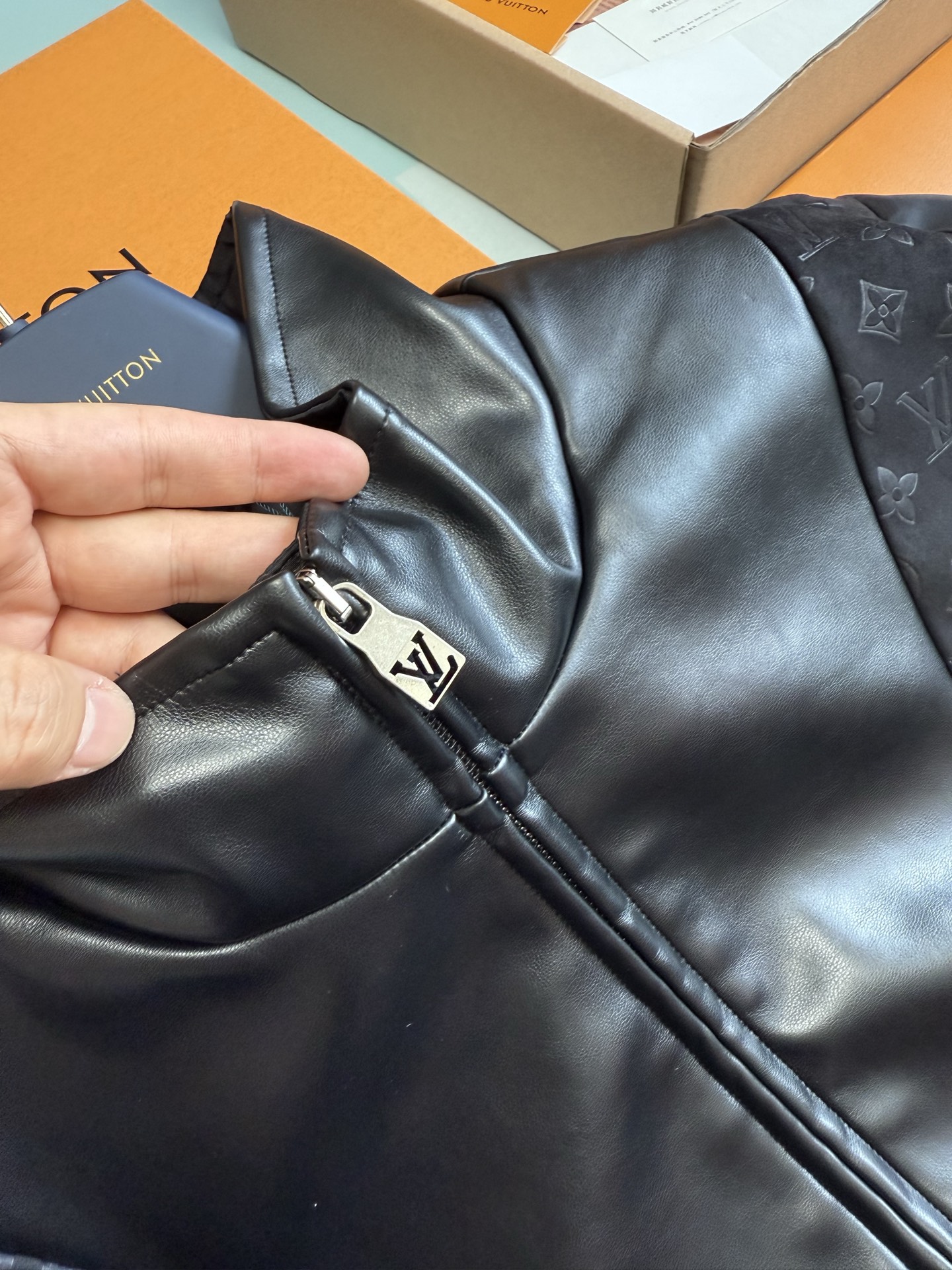 Leather Mix Track Top - Image 5