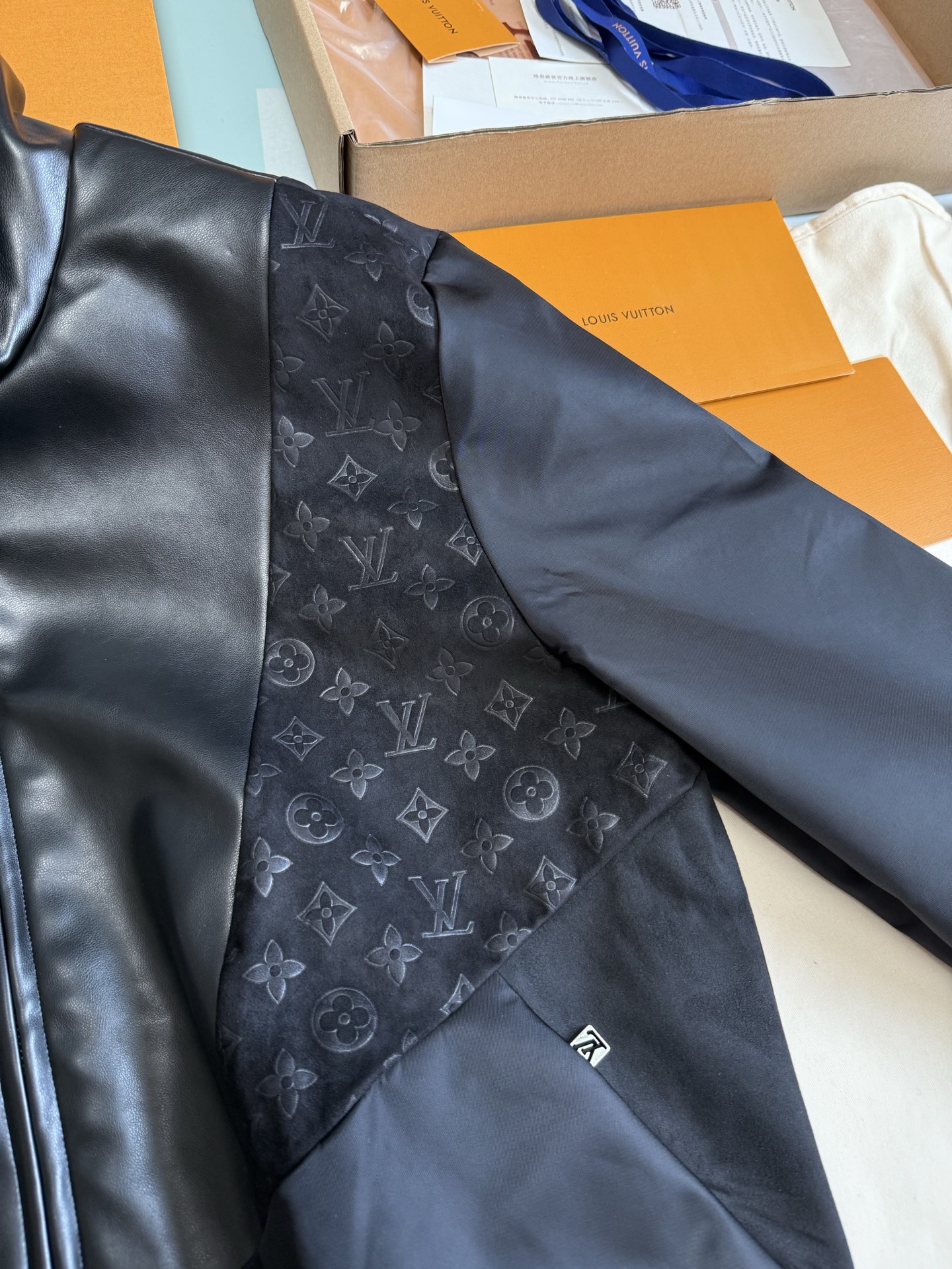 Leather Mix Track Top - Image 3