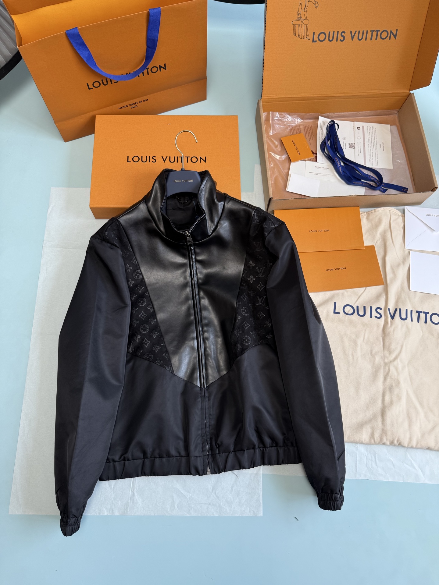 Leather Mix Track Top - Image 2